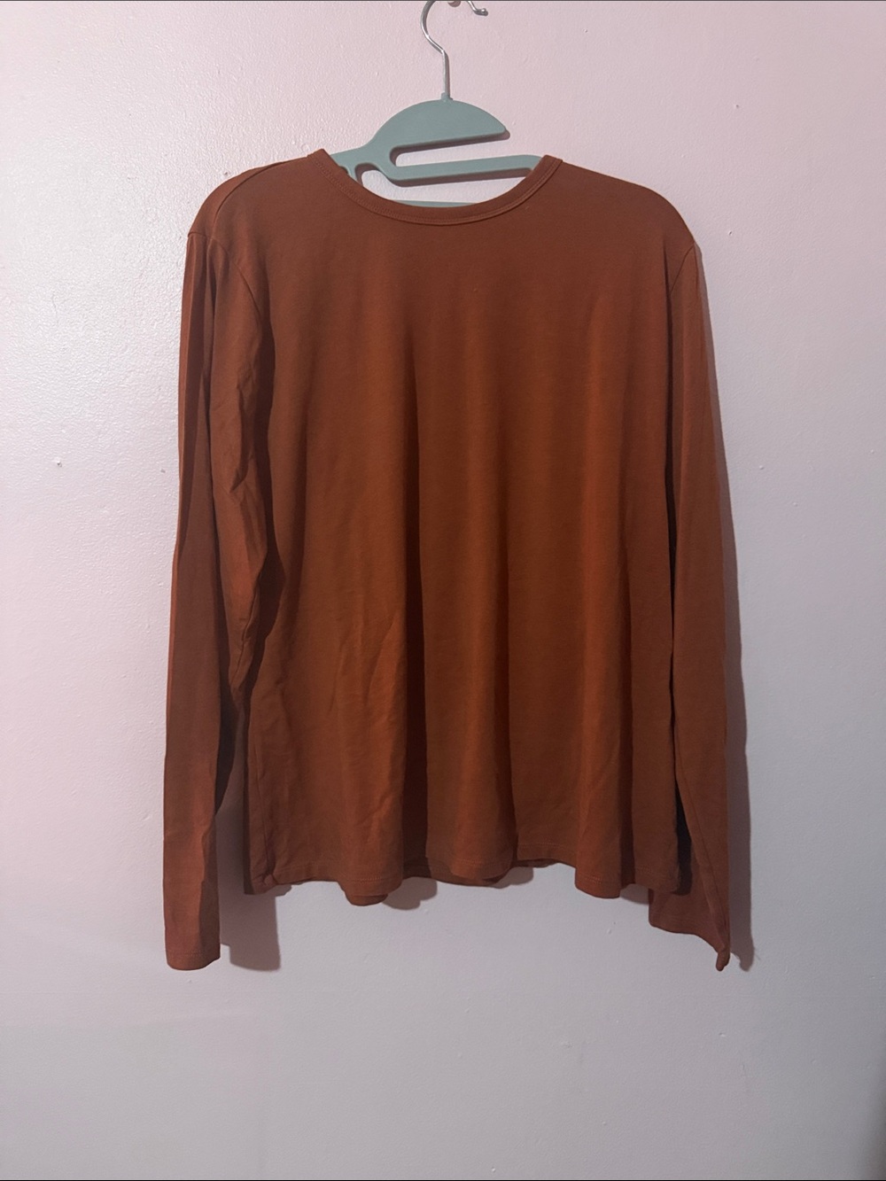 Women’s Long Sleeve Crewneck Shirt - Rust Brown